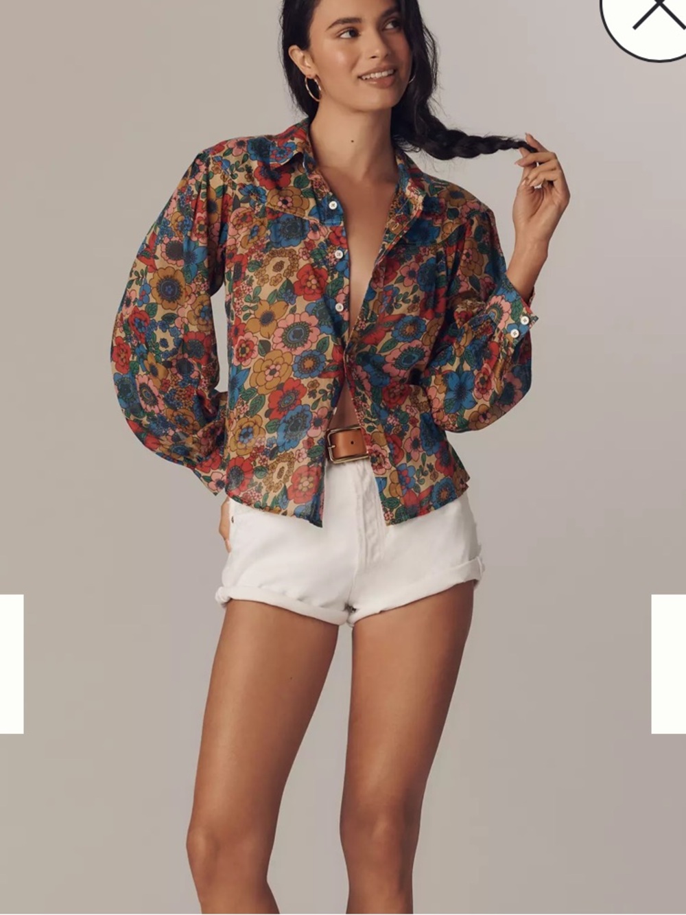 NWT MOTHER The Rhapsody Exes Floral cotton Button-Down Shirt - Picture 2 of 13